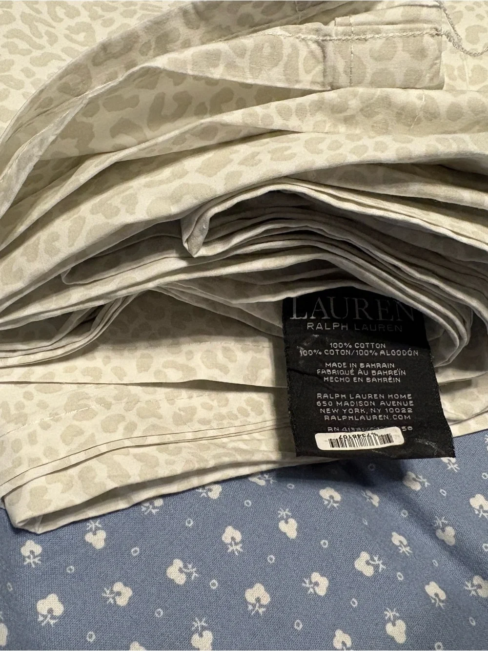 Lauren Ralph Lauren Light Grey Leopard Print Flat sheet only